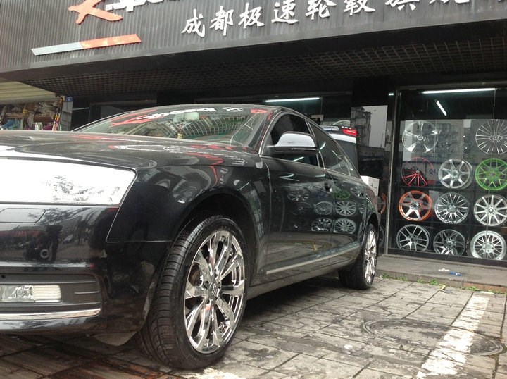 奧迪A6L 原車16寸 升級 極速18寸電鍍大腳 換裝作業(yè) (14)