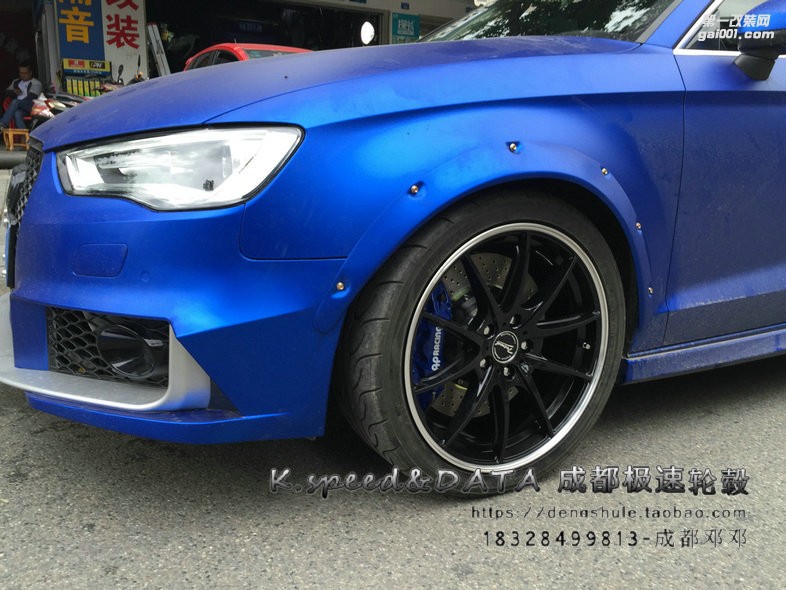 奧迪A3 升級18寸  雅泛迪SP90 黑色車邊 (2)