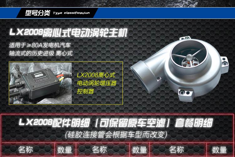 大眾POLO提升動(dòng)力節(jié)油改裝汽車進(jìn)氣配件鍵程離心式渦輪增壓器LX2008