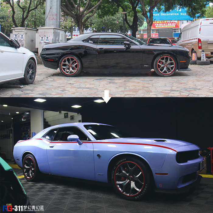 道奇挑戰(zhàn)者汽車改色,道奇汽車改色貼膜,汽車改色加盟,RG瑞集汽車改色貼膜,汽車改色培訓(xùn)