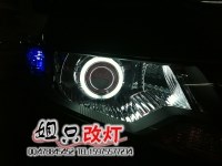 鋒范改裝國產(chǎn)海拉3代雙光透鏡，白色天使眼，紅色惡魔眼，氙氣燈