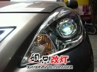 日產(chǎn)陽光大燈改裝雙光透鏡，陽光改裝氙氣燈，惡魔眼大燈