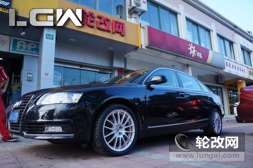 黑色奧迪A6L改裝18寸輪轂