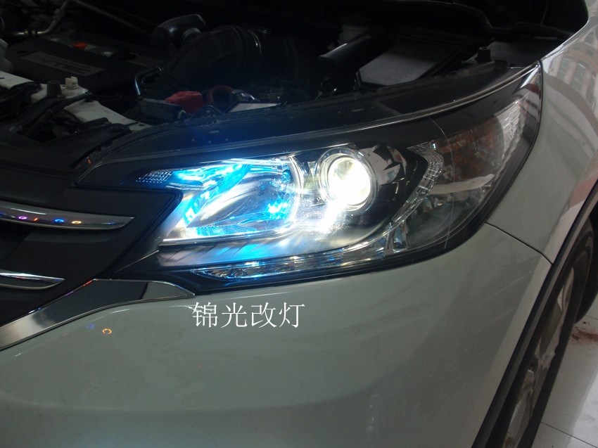本田12款CRV汽车改装海拉三双光透镜氙气大灯三菱原装位安定器