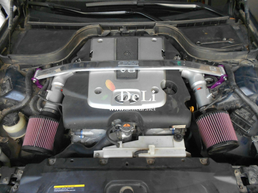 大連德利汽車改裝G25改FGK排氣KN69進氣獅特拉桿