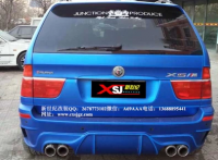 04-06款寶馬X5改裝大包圍后杠控力件 四出后唇排氣尾翼尾喉小包圍