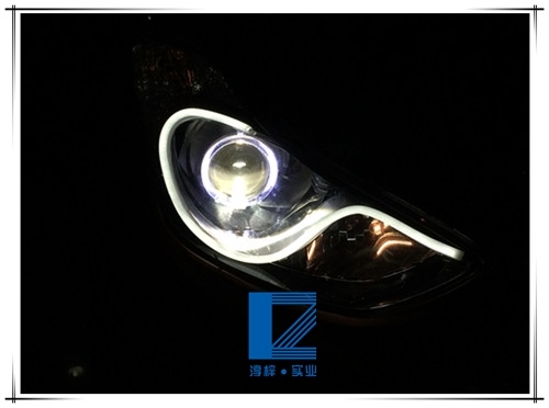 朗动改装海拉3双光透镜 欧司朗D3S灯泡 法雷奥安定器 LED宝马天使眼