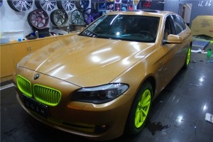 長沙汽車改色貼膜實體店 BMW525全車土豪金