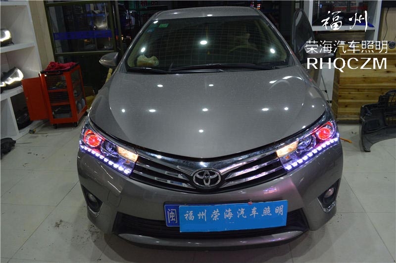 卡羅拉車燈改裝，歐司朗燈泡，海拉雙光透鏡，福州榮海照明