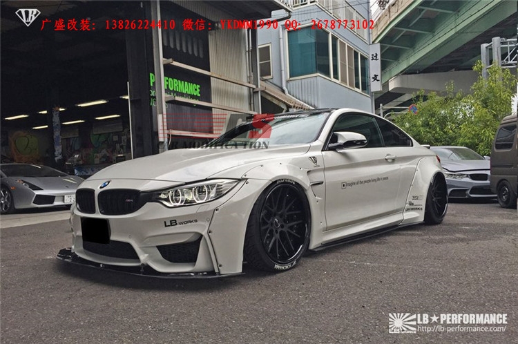 寶馬4系M4 F32 F33 F36改裝LB-Performance寬體包圍碳纖維前后唇