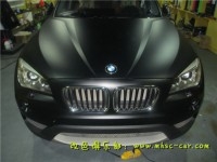 寶馬X1改顏色 全車改色貼膜 原車棕色改亞光黑