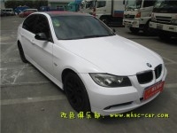 寶馬3系原車銀色改亮光白，比原廠漆還要白，太陽下面晃眼睛，耐臟，易打理！