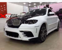 寶馬X6改裝pu寬體大包圍BMW E71GT版套件碳纖維機(jī)蓋X6M寬體中出排氣