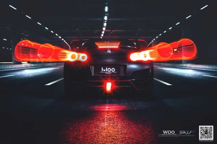 WOO總店日產GTR改色貼膜PWF電光金屬黑作品