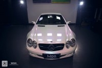 奔馳SL500改色貼膜星光白變藍(lán)