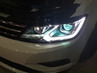 上海大眾凌渡 車燈升級原裝高配大燈總成 LED日行燈 Q5雙光透鏡 巖崎氙氣燈