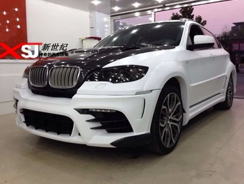 寶馬X6改裝pu寬體大包圍BMW E71GT版套件碳纖維機(jī)蓋X6M寬體中出排