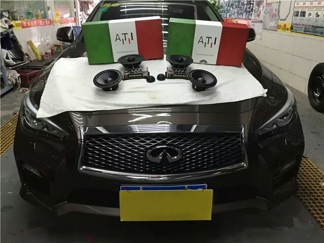 南通市啟東市汽車音響改裝店英菲尼迪升級意大利ATI套裝喇叭