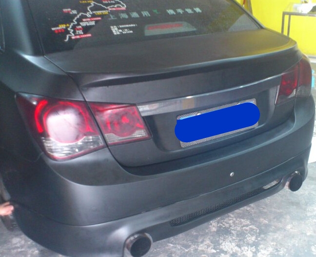 濰坊汽車改色貼膜，濰坊車身改色，科魯茲亞光黑改色作業(yè)展示