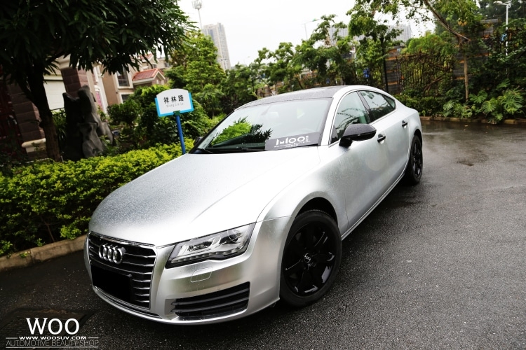 奧迪A7車身改色貼膜啞光電鍍銀
