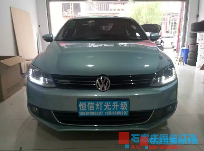 【石家莊恒信改車燈專業(yè)燈光升級】速騰藍(lán)驅(qū)版前來升級GLI淚眼大燈~