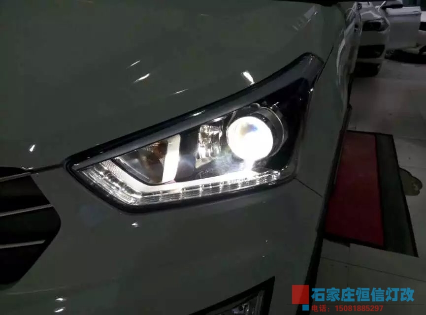 【石家莊恒信改車燈專業(yè)燈光升級】高配IX25升級全新海拉五，NTTK高性能套裝