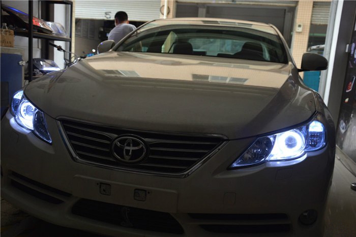 【廣州海瀾車(chē)燈】-豐田銳志升級(jí)大燈總成+天使眼