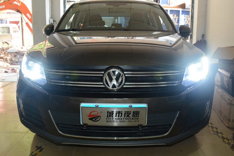 大眾途觀改裝大燈海拉5透鏡加LED日行燈淚眼