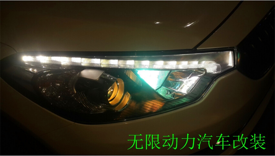 濰坊起亞K3改裝氙氣燈，LED淚眼