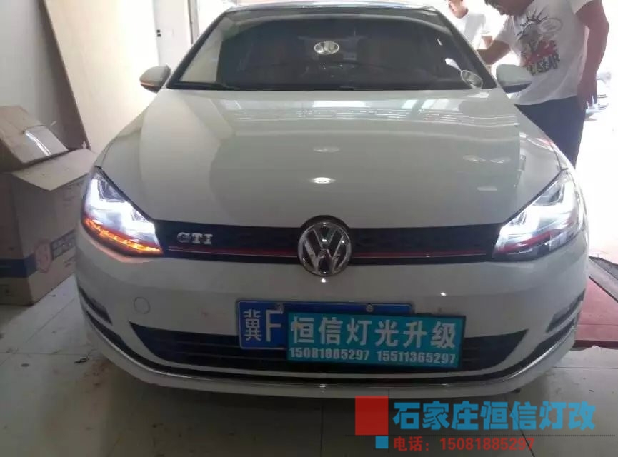 【石家莊恒信改車燈專業(yè)燈光升級】高七升級雙U大燈，NTTK高性能套裝