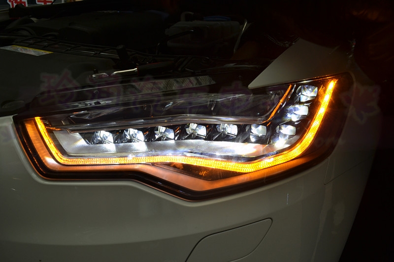 上海奧迪C7 新A6L原車氙氣大燈總成改裝原廠高配全LED大燈總成