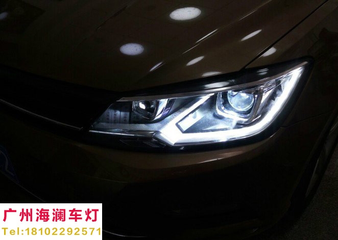 【廣州海瀾車燈】-大眾凌渡升級精剛Q5雙光透鏡+導(dǎo)光淚眼