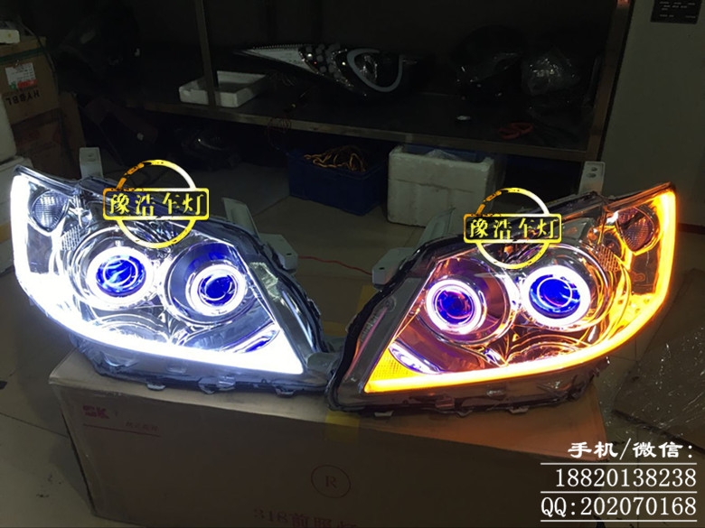 廣州【卡萊姆浦】升級：比亞迪F3 老款大燈：Q5雙光透鏡+雙寶馬款天使眼+惡魔眼+LED雙色日行燈