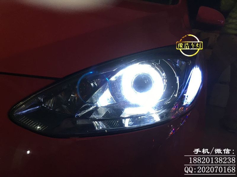 廣州【卡萊姆浦】馬3·星馳·燈光升級：Q5雙光透鏡+漢雷5500K+奧茲姆安定器+白色寶馬款天使眼