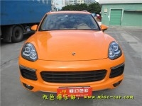 保時(shí)捷卡宴全車貼膜改顏色 汽車車漆貼膜改顏色 比利時(shí)麥可貼亮光橙