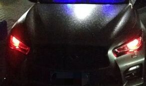 英菲尼迪大燈改裝紅色惡魔眼     深圳光速車改改燈
