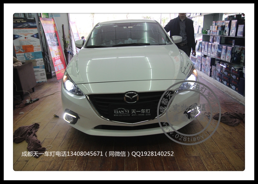 成都昂克賽拉車燈改裝升級氙氣燈雙光透鏡日行燈