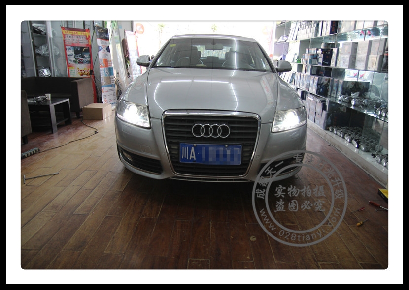 成都12款A(yù)6L車燈改裝海拉5雙光透鏡歐司朗氙氣燈