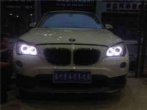 福州宝马X1车灯改装氙气灯透镜四近四远光效果
