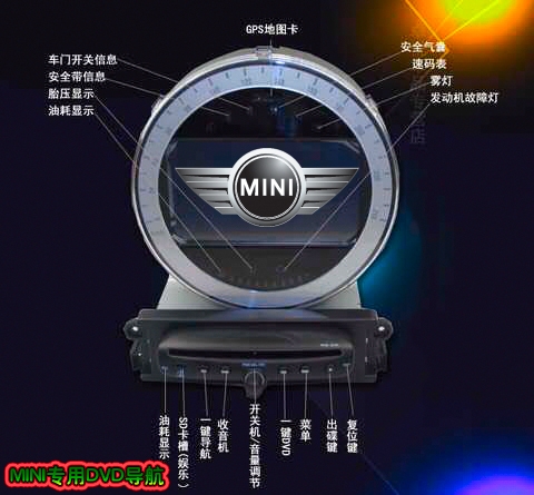 1314款MINI加裝原車專用DVD導(dǎo)航