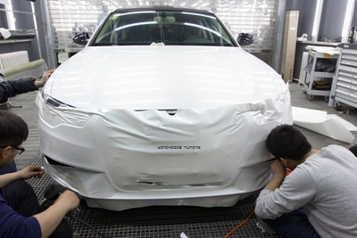 Audi 奧迪 A6 貼膜改色 PWF糖果白 施工中
