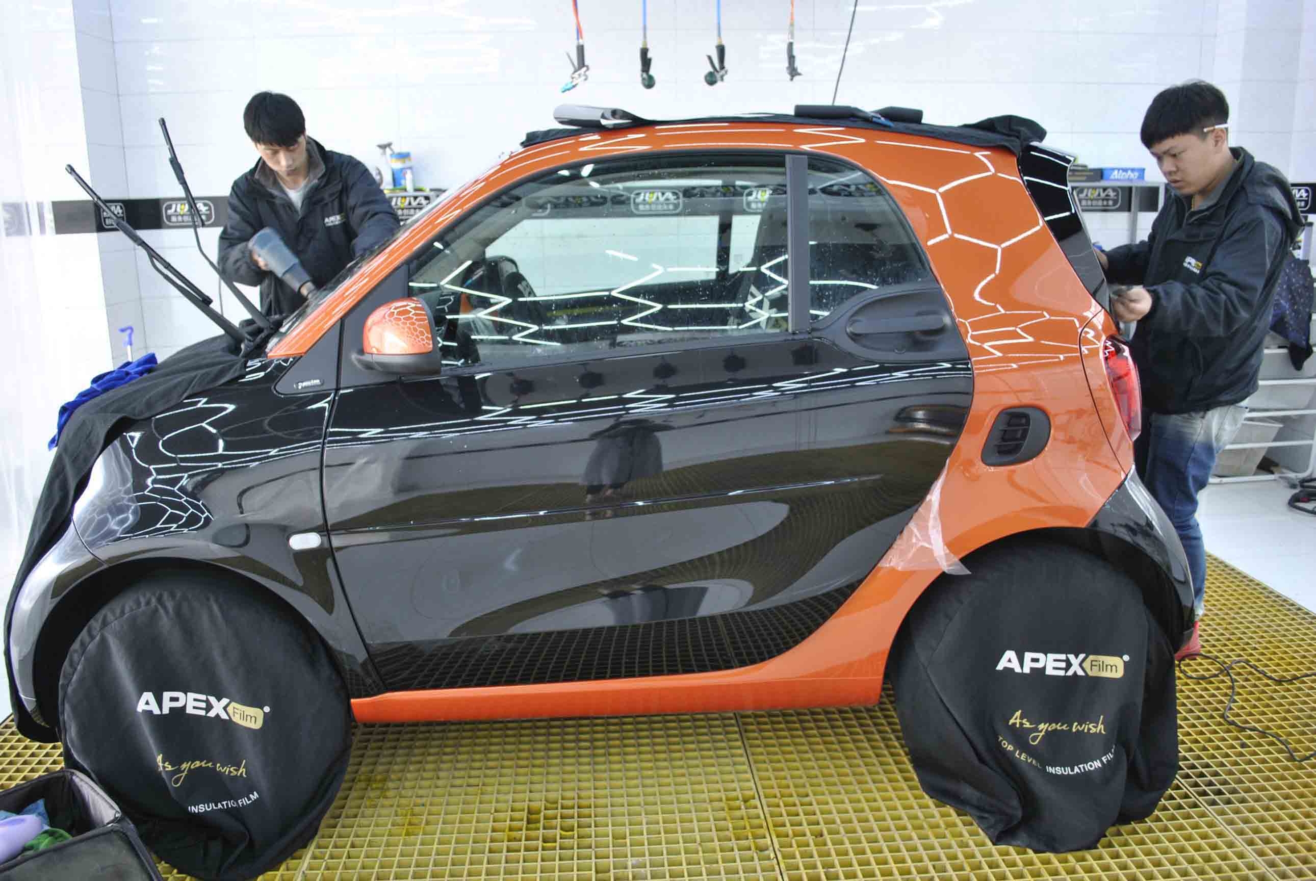 博斯卡案例分享：奔馳smart貼歐帕斯太陽(yáng)膜