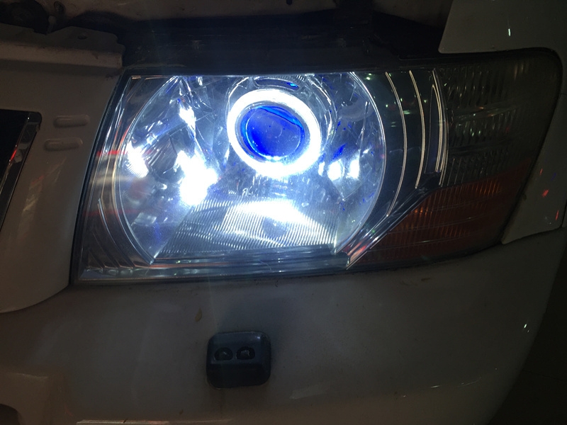 上海三菱帕杰羅升級車燈 改海拉5透鏡 歐司朗安定器 氙氣燈 天使眼 惡魔眼