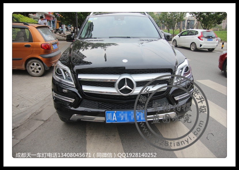 成都奔馳GL450美規(guī)大燈改裝德國原裝海拉雙光透鏡歐司朗CBH氙氣燈