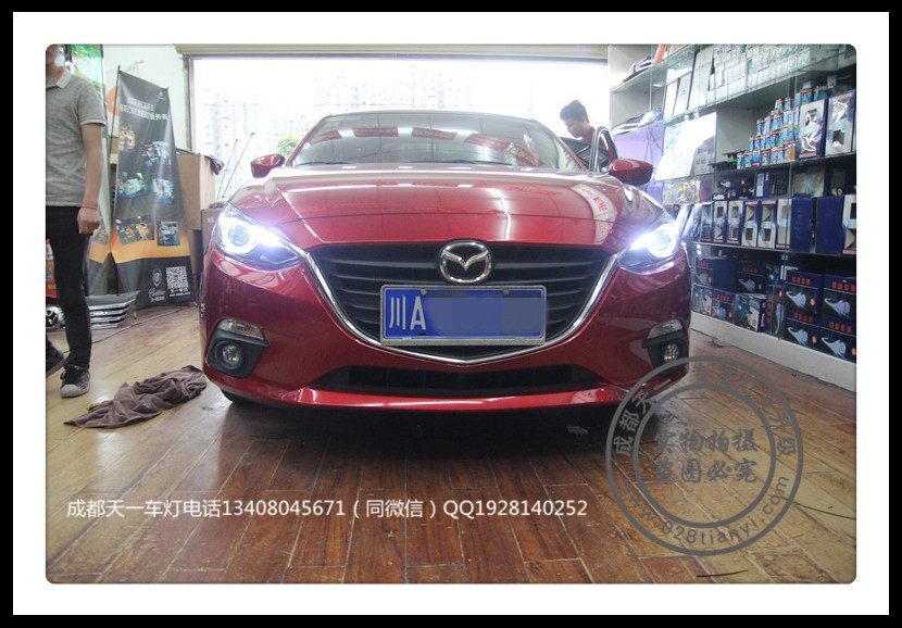 成都馬自達昂克賽拉3改裝高配大燈總成LED日行燈