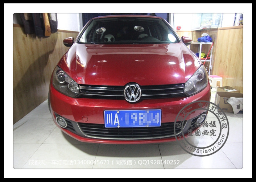 成都高爾夫6改燈車燈改裝升級(jí)氙氣燈雙光透鏡LED日行燈