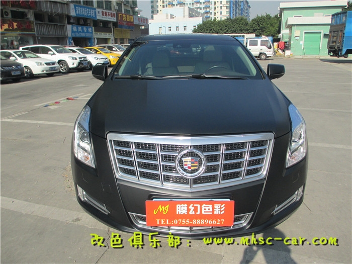 凱迪拉克XTS全車(chē)貼膜改色施工比利時(shí)麥可貼亞光黑