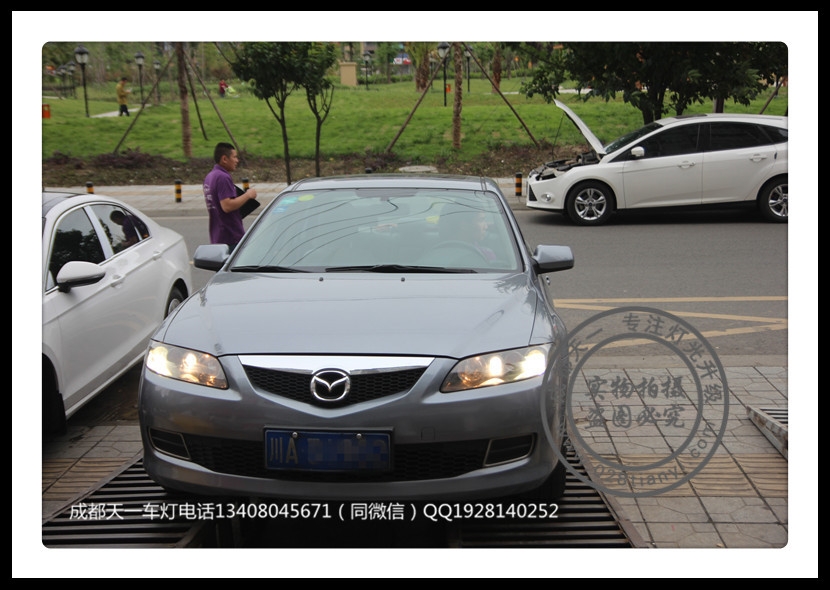 成都經(jīng)典馬自達6車燈改裝氙氣燈Q5雙光透鏡