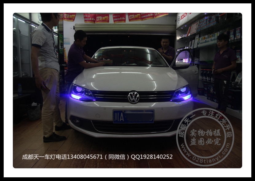 成都速騰改裝車燈升級(jí)海拉透鏡歐司朗氙氣燈\速騰車燈改裝