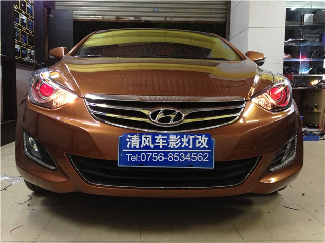 現(xiàn)代朗動(dòng)車(chē)燈升級(jí) Q5雙氙透鏡改裝 LED惡魔眼改裝——清風(fēng)車(chē)影燈改